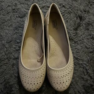 cream flats, never worn